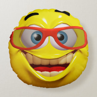 Funny 3d emoticon round cushion