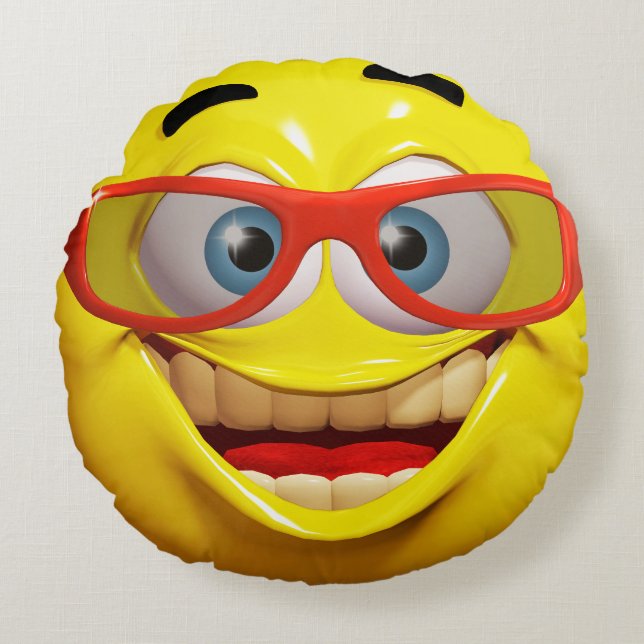Funny 3d emoticon round cushion (Front)