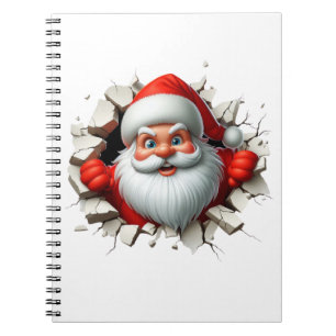 Funny 3D Santa Claus Christmas Holiday Design Notebook