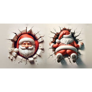 Funny 3D Santa Crawling Hole Christmas Mug