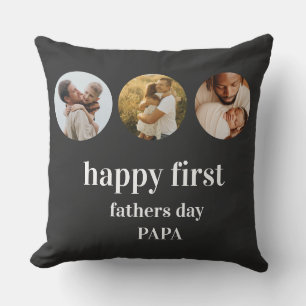 funny 3photo collage happy first fathers day papa cushion