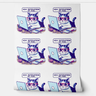 Funny 404 Motivation Not Found Cat Geeky Pixel Art Wallpaper
