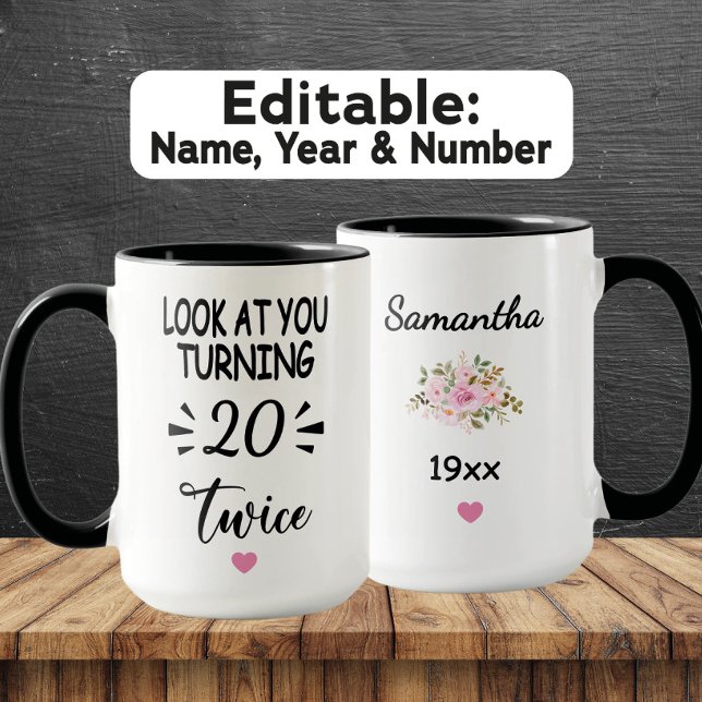 Funny 40th Birthday – Custom Name & Birth Year Mug (Creator Uploaded)