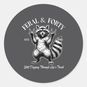 Funny 40th Birthday Est 1986 Feral &amp; Forty Rac Classic Round Sticker