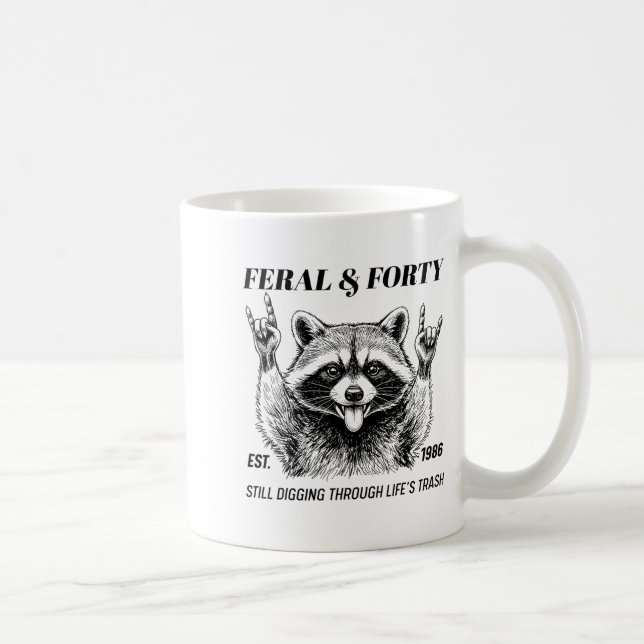 Funny 40th Birthday Est 1986 Feral &amp; Forty Rac Coffee Mug (Right)