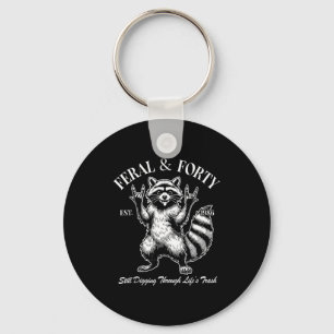 Funny 40th Birthday Est 1986 Feral &amp; Forty Rac Key Ring
