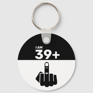 Funny 40th Birthday Gift, 39 Plus one Chequered Key Ring