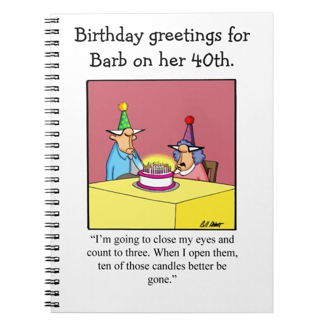 Funny 40th Birthday Party Guestbook Notebook (Front)