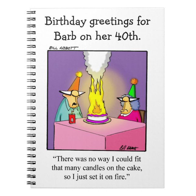 Funny 40th Birthday Party Guestbook Notebook (Front)