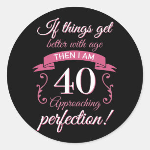 Funny 40th Birthday 'Perfection' Classic Round Sticker