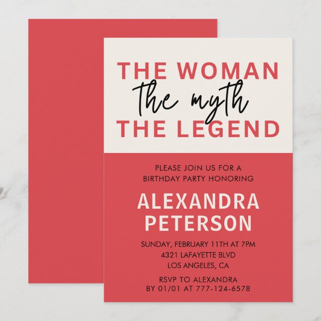 Funny 41st birthday invitations Humour Woman Myth (Front/Back)