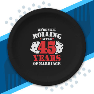 Funny 45th Anniversary Couples Married 45 Years Paper Plate