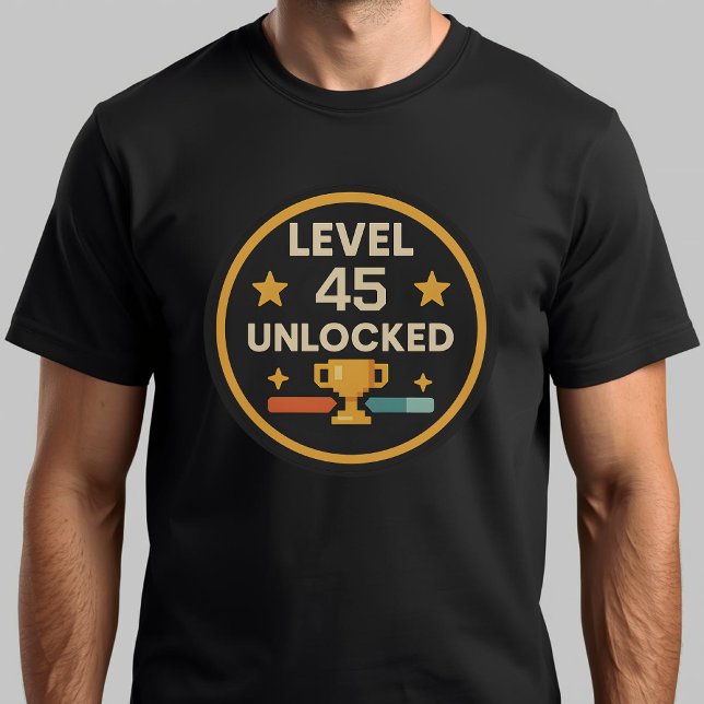 Funny 45th Birthday Gaming Tee Lvel 45 unlocked (Creator Uploaded)