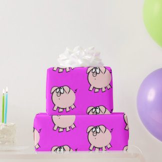 Funny 4 Cartoon Illustration Pig Choose Colour Bab Wrapping Paper