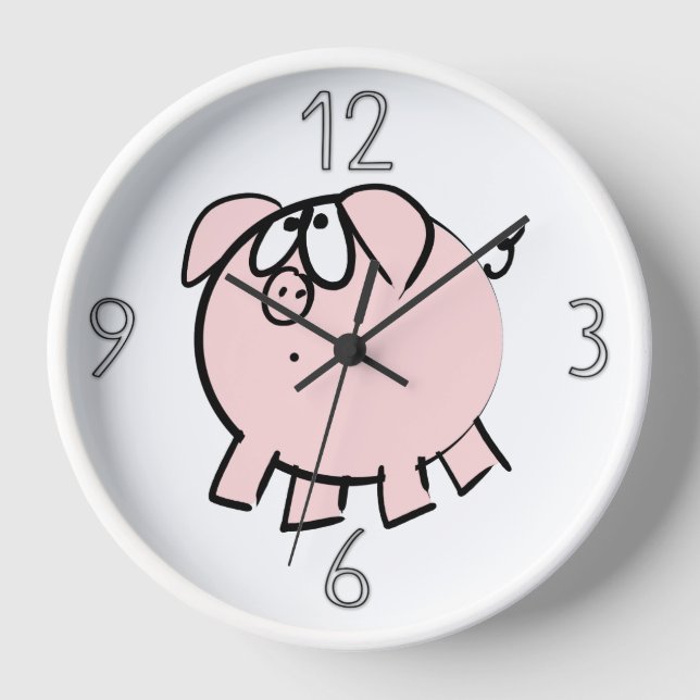 Funny 4 Cartoon Illustration Pig Year Birthday WC4 Clock (Front)