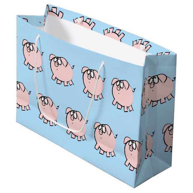 Funny 4 Cartoon Pig  Baby Choose Colour L Gift Large Gift Bag (Front Angled)