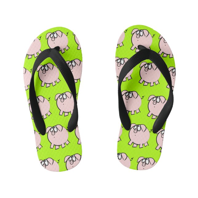 Funny 4 Cartoon Pig Choose Colour Kids Flip Flop (Footbed)