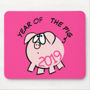 Funny 4 Cartoon Pig  Year 2019 Choose Colour Mouse Mouse Pad