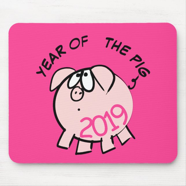Funny 4 Cartoon Pig  Year 2019 Choose Colour Mouse Mouse Pad (Front)