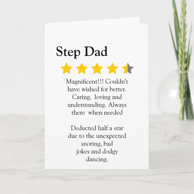 Funny, 4 star step Dad rating and review, Card (Front)