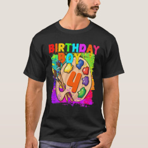 Funny 4Th Birthday Boy Art Painting B-Day 4 Year O T-Shirt