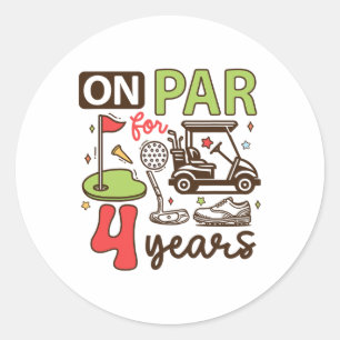 Funny 4th Birthday Golf Shirt 4 Years Old Golfer K Classic Round Sticker