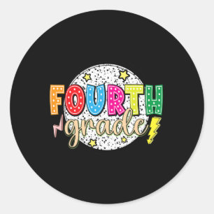 Funny 4th Grade Back To School Dalmatian Dots Teac Classic Round Sticker