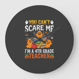 Funny 4th Grade Teacher Halloween Ghost Large Clock