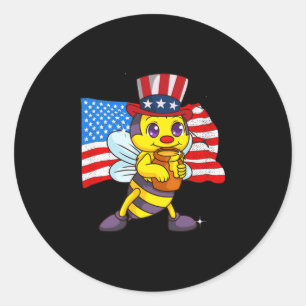 Funny 4th Of July 2021 Beekeeper American Classic Round Sticker