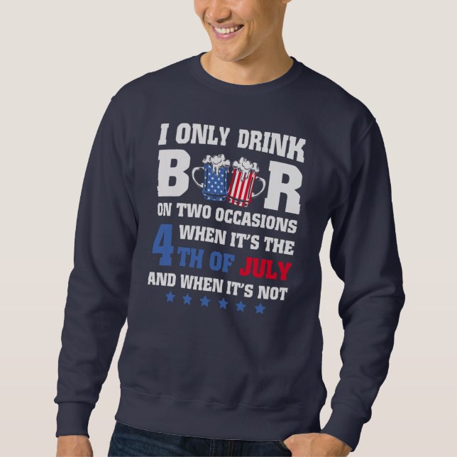 Funny 4th of July Beer American USA Flag Beer Sweatshirt (Front)