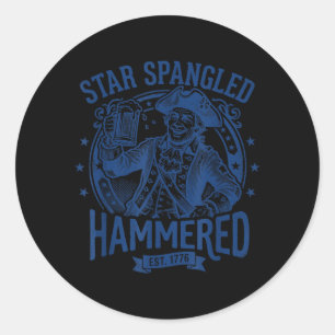 Funny 4th Of July Beer Drinking - Star Spangled Classic Round Sticker
