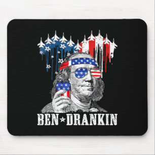 Funny 4th Of July Ben Drankin Patriotic Mouse Pad