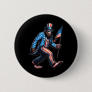 Funny 4th Of July Bigfoot Sasquatch American Flag 6 Cm Round Badge