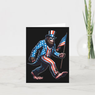 Funny 4th Of July Bigfoot Sasquatch American Flag Card