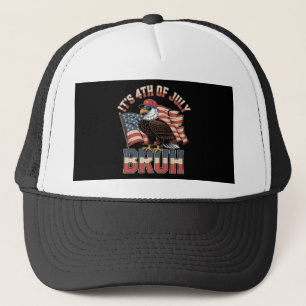 Funny 4th of July Bruh Patriotic Eagle Trucker Hat