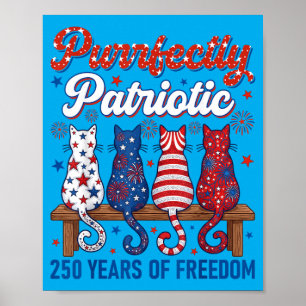 Funny 4th Of July Cat Lovers Purrfectly Patriotic Poster