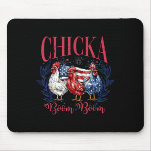 Funny 4th Of July Chicken Chicka Boom Boom Indepen Mouse Pad
