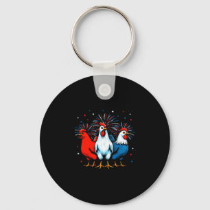 Funny 4th of july chickens lover usa flag key ring