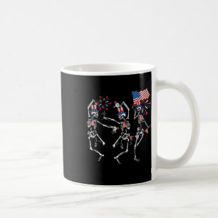 Funny 4th Of July Dancing Skeleton Retro Patriotic Coffee Mug