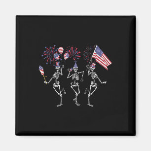 Funny 4th Of July Dancing Skeletons July Fourth Fi Magnet