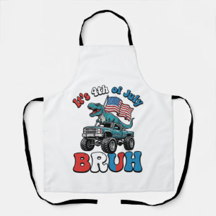 Funny 4th of July Dinosaur Monster Truck Shirt_1 Apron
