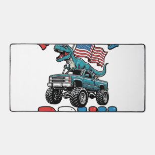 Funny 4th of July Dinosaur Monster Truck Shirt_1 Desk Mat