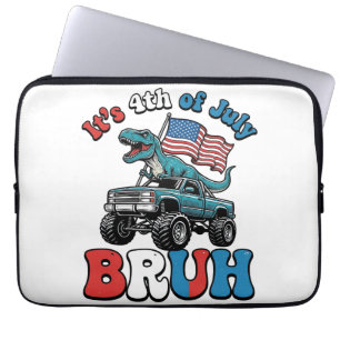 Funny 4th of July Dinosaur Monster Truck Shirt_1 Laptop Sleeve