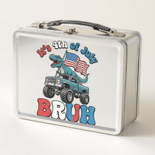 Funny 4th of July Dinosaur Monster Truck Shirt_1 Metal Lunch Box