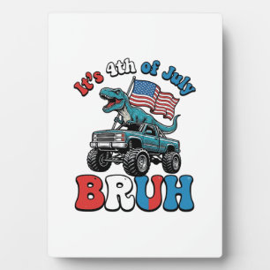 Funny 4th of July Dinosaur Monster Truck Shirt_1 Plaque