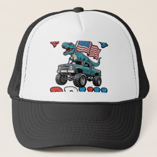 Funny 4th of July Dinosaur Monster Truck Shirt_1 Trucker Hat