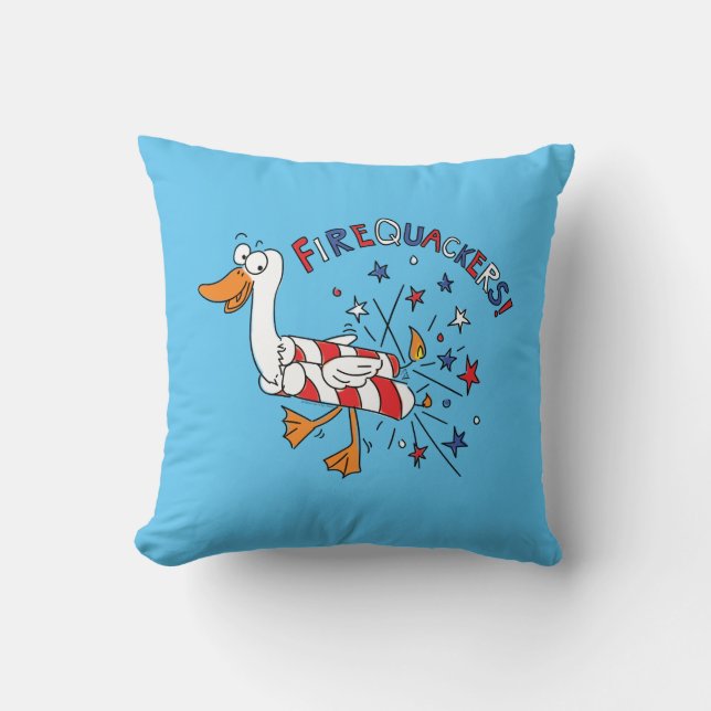 Funny 4th of July Duck Cute Kids Cushion (Front)