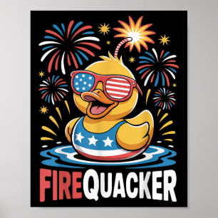Funny 4th Of July Duck Firequacker Patriotic Fourt Poster