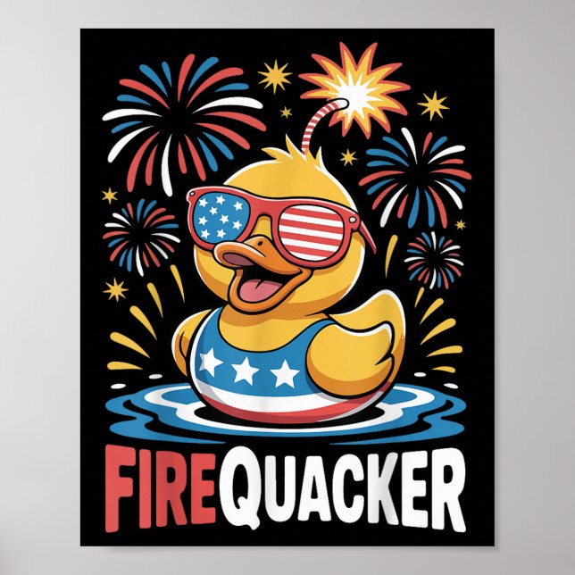 Funny 4th Of July Duck Firequacker Patriotic Fourt Poster (Front)