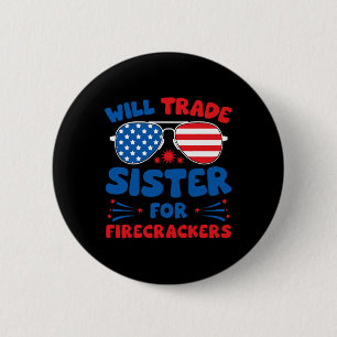 Funny 4th Of July Duck Firequacker Patriotic Usa F 6 Cm Round Badge